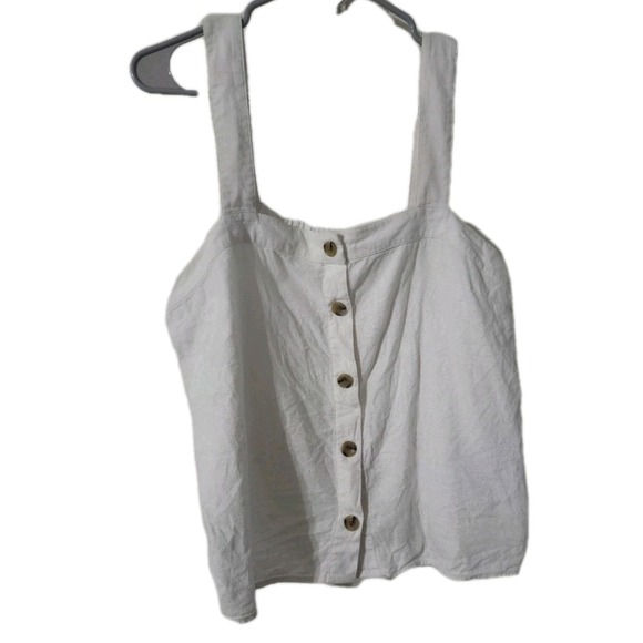 J.crew Linen Button Up Tank, White, Large - Picture 1 of 4